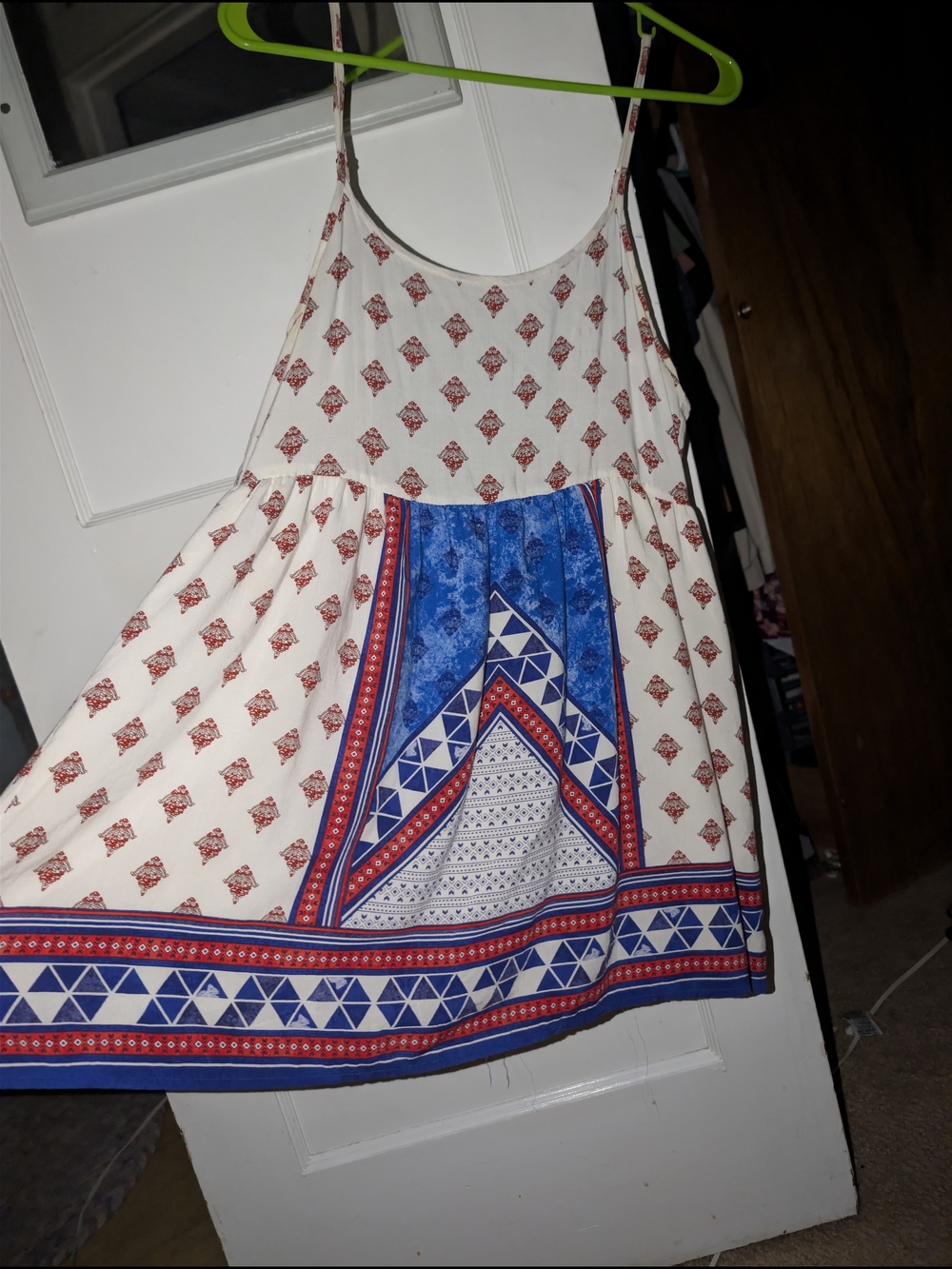 Forever 21 Cream Dress with Red & Blue Print